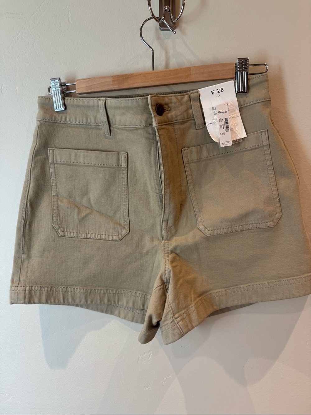 Madewell High-Rise Khaki Cotton Utility Shorts